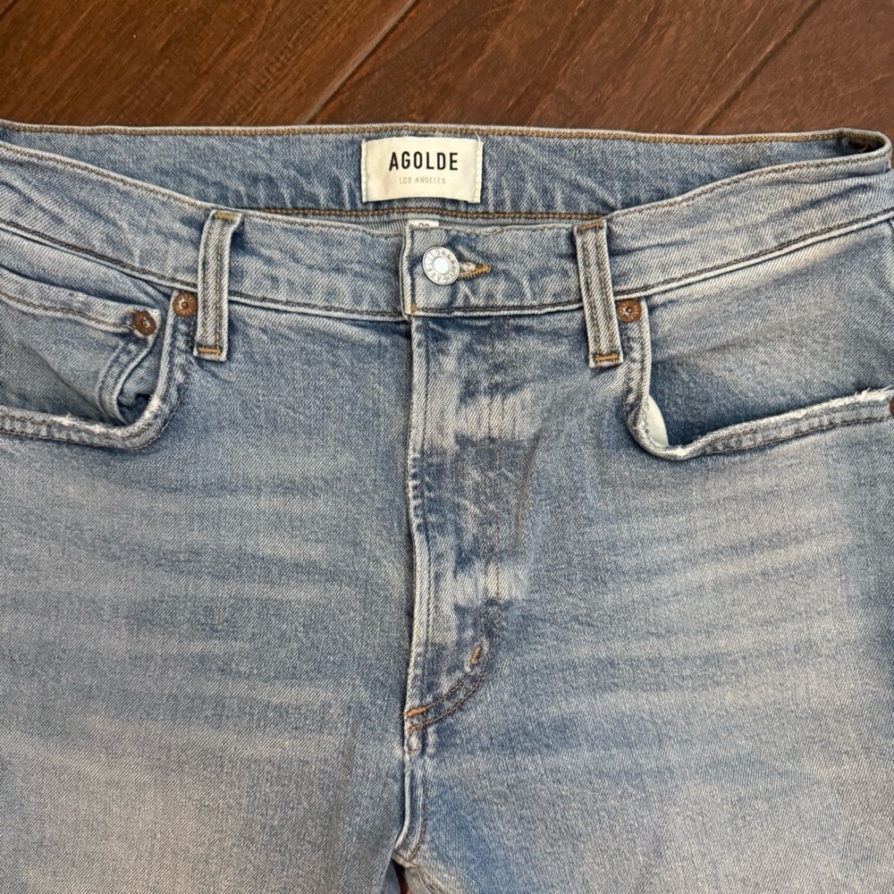 Agolde Women's 28 Willow Mid Rise Slim Crop Jean Denim Classic Straight Stretch - Picture 6 of 13